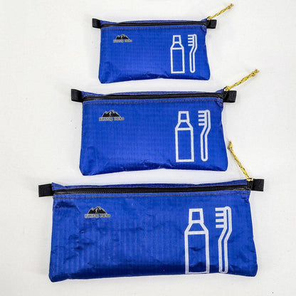 Ultralight zipper pouch organizer blue travel pouches with bottle and utensil icons Hilltop Packs on Tampa Home & Garden Store