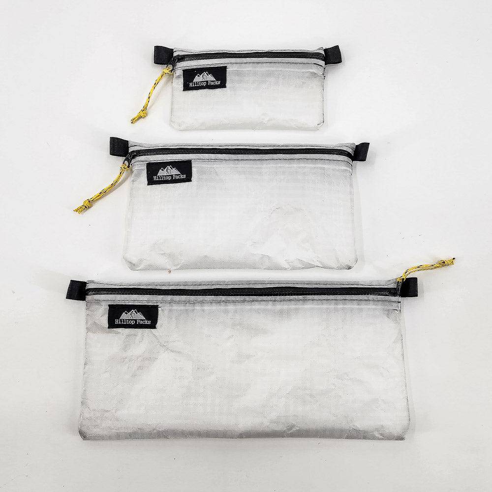 Ultralight zipper pouch organizer 3-pack gray fabric black zippers Hilltop Packs LLC on Tampa Home & Garden Store