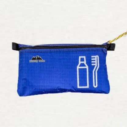 Ultralight zipper pouch organizer blue with white bottle and comb Hilltop Packs LLC logo on Tampa Home & Garden Store