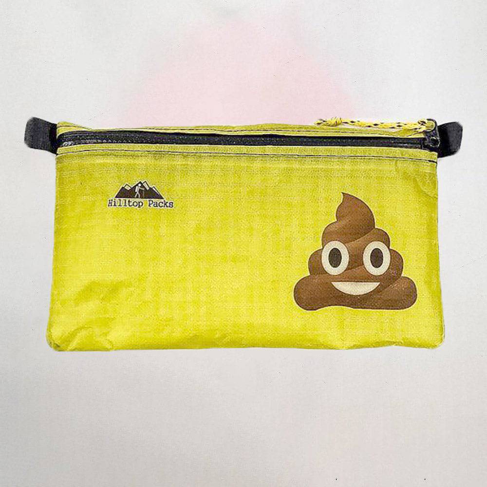 Ultralight Zipper Pouch Organizer yellow pouch with black zipper Hilltop Packs poop emoji on Tampa Home & Garden Store