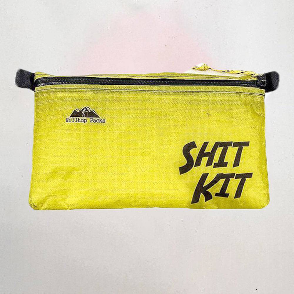 Ultralight Zipper Pouch Organizer neon yellow nylon with SHIT KIT graphic Hilltop Packs LLC on Tampa Home & Garden Store