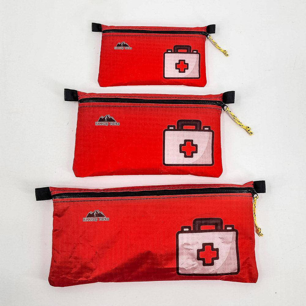 Ultralight Zipper Pouch Organizer Series 1 travel pouches red with medical kit icon, 3-pack by Hilltop Packs LLC on Tampa Home & Garden Store