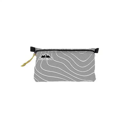 Gray ultralight zipper pouch with white wave pattern and Hilltop Packs paracord pull on Tampa Home & Garden Store