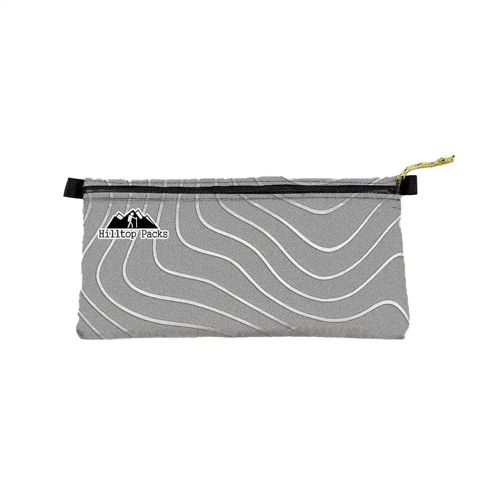 Ultralight Zipper Pouch Organizer S3 gray pouch, white waves, black zipper, Hilltop Packs logo on Tampa Home & Garden Store