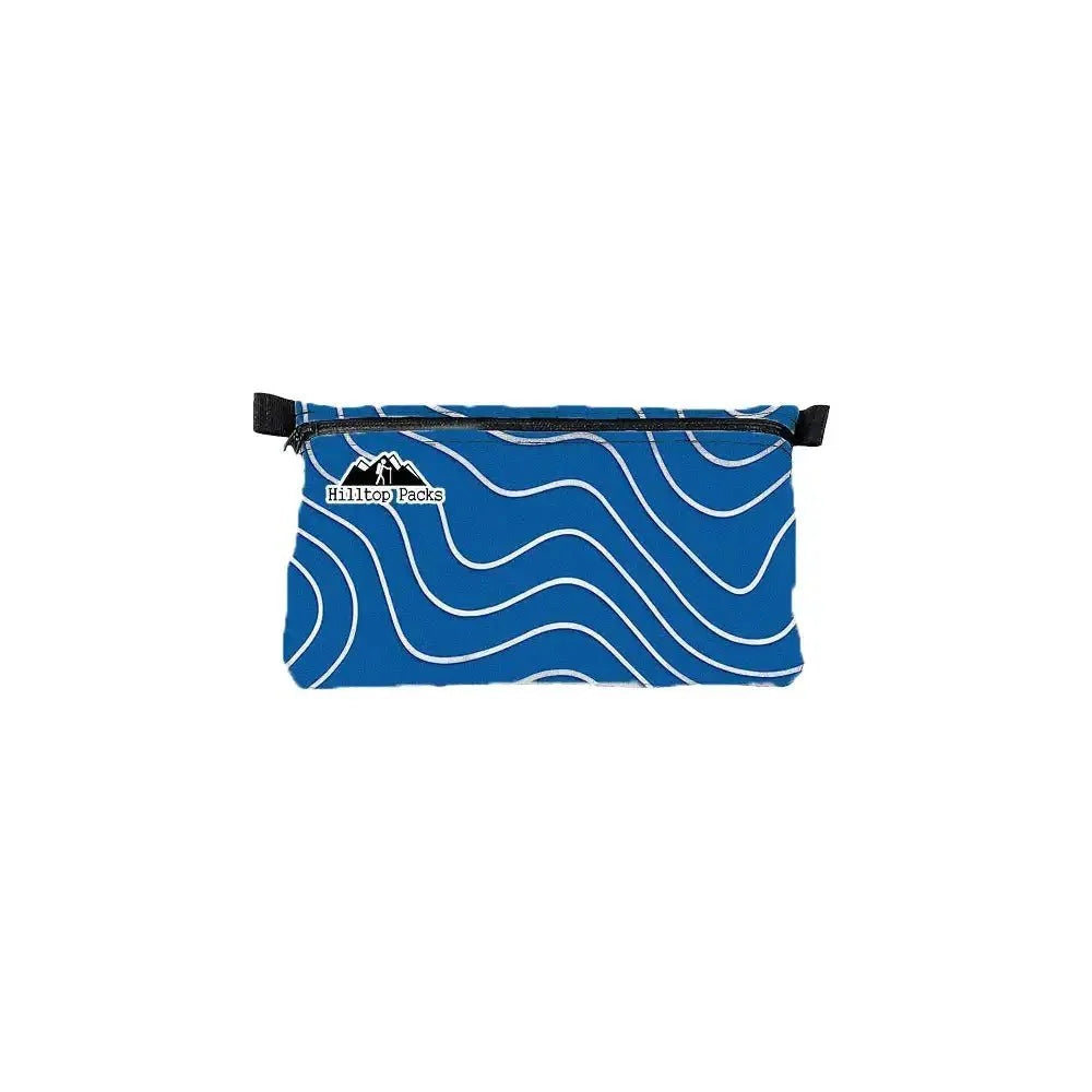 Ultralight zipper pouch organizer in blue with white wave pattern and Hilltop Packs LLC logo on Tampa Home & Garden Store