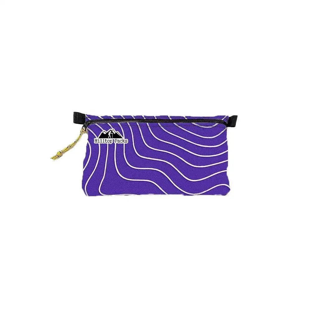 Ultralight Zipper Pouch Organizer Series 3, purple with white wave pattern, Hilltop Packs LLC brand, black zipper on Tampa Home & Garden Store