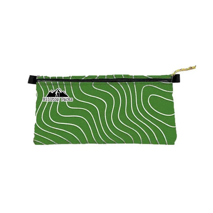 Ultralight Zipper Pouch Organizer Series 3, green with white wavy lines, Hilltop Packs logo on Tampa Home & Garden Store