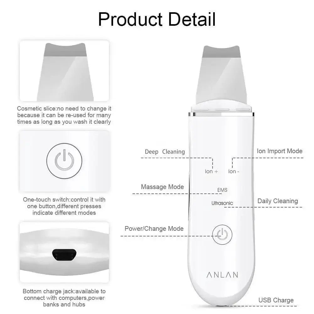 Ultrasonic Derma Skin Scrubber Pen for Face