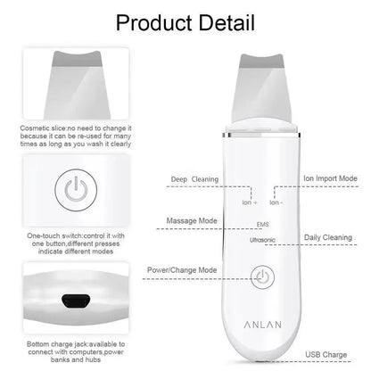 Ultrasonic Derma Skin Scrubber Pen for Face
