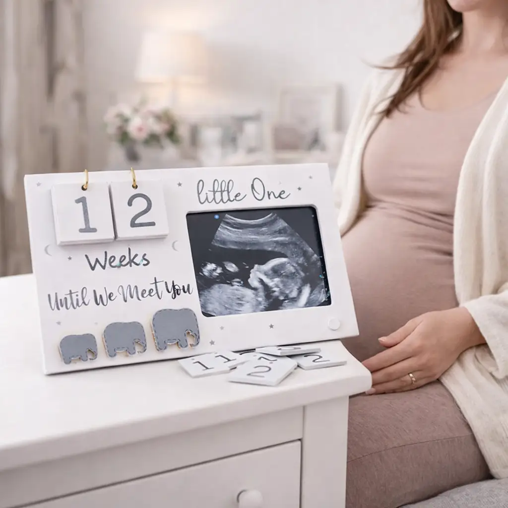 Pregnancy ultrasound frame white with weekly countdown by Little Treasures, 12 weeks on Tampa Home & Garden Store