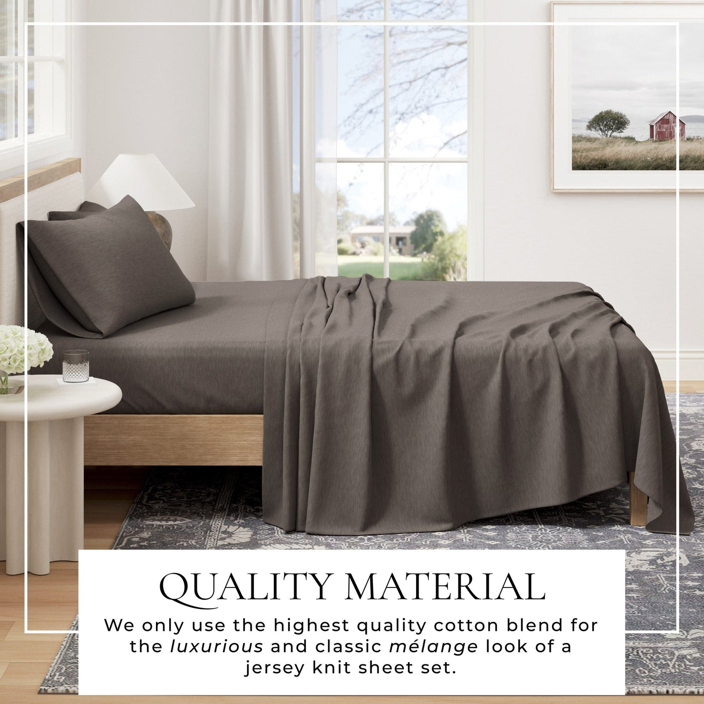 Heathered Jersey and Cotton Blend Bed Sheets