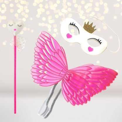 Unicorn Princess Teepee Tent Play Set 3-piece: white mask with gold crown, pink wings on Tampa Home & Garden Store