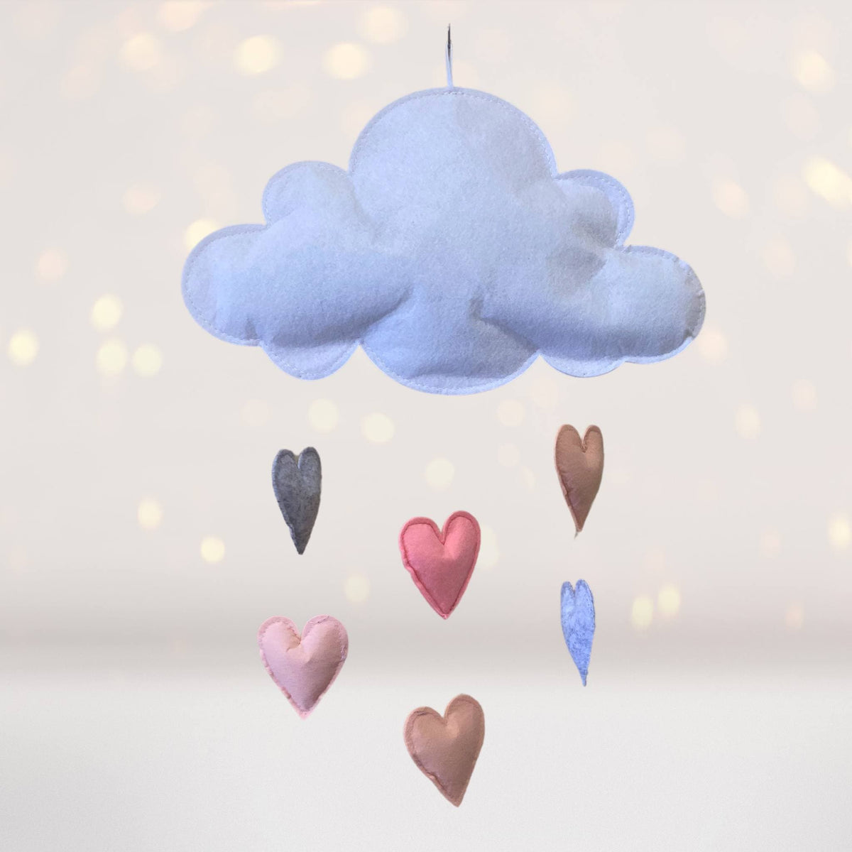 Unicorn Princess Teepee Tent Play Set blue felt cloud with pastel hearts hanging garland on Tampa Home & Garden Store