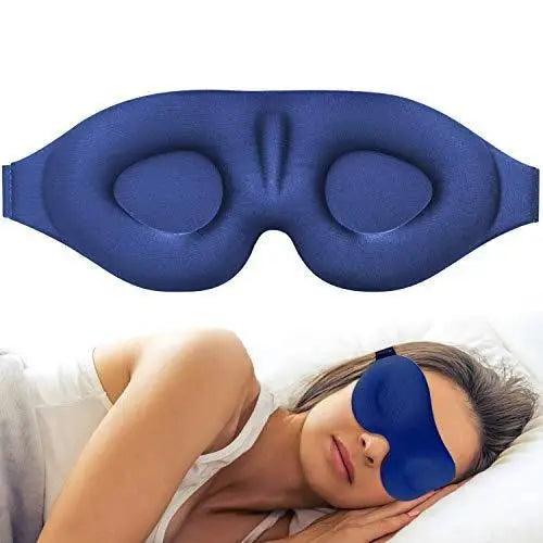Stevvex blue 3D contoured eye mask with adjustable strap for sleep and travel on Tampa Home & Garden Store