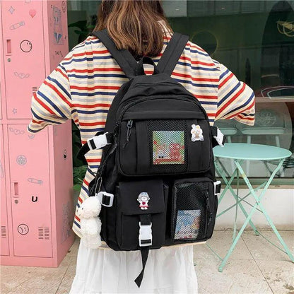 Stevvex black waterproof large-capacity multi-pocket school backpack with mesh front pocket on Tampa Home & Garden Store