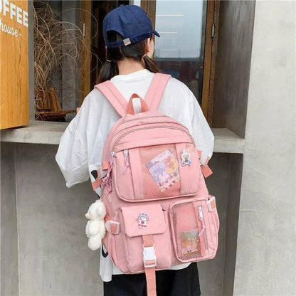 Stevvex pink waterproof large-capacity multi-pocket school backpack with mesh side pocket on Tampa Home & Garden Store