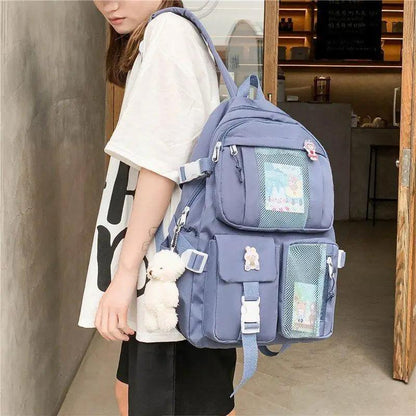 Backpack Stevvex lavender waterproof school bag with mesh pockets and plush keychain on Tampa Home & Garden Store