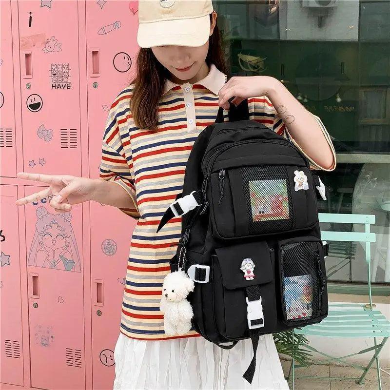 Backpack Stevvex large-capacity black multi-pocket school bag with mesh pockets on Tampa Home & Garden Store