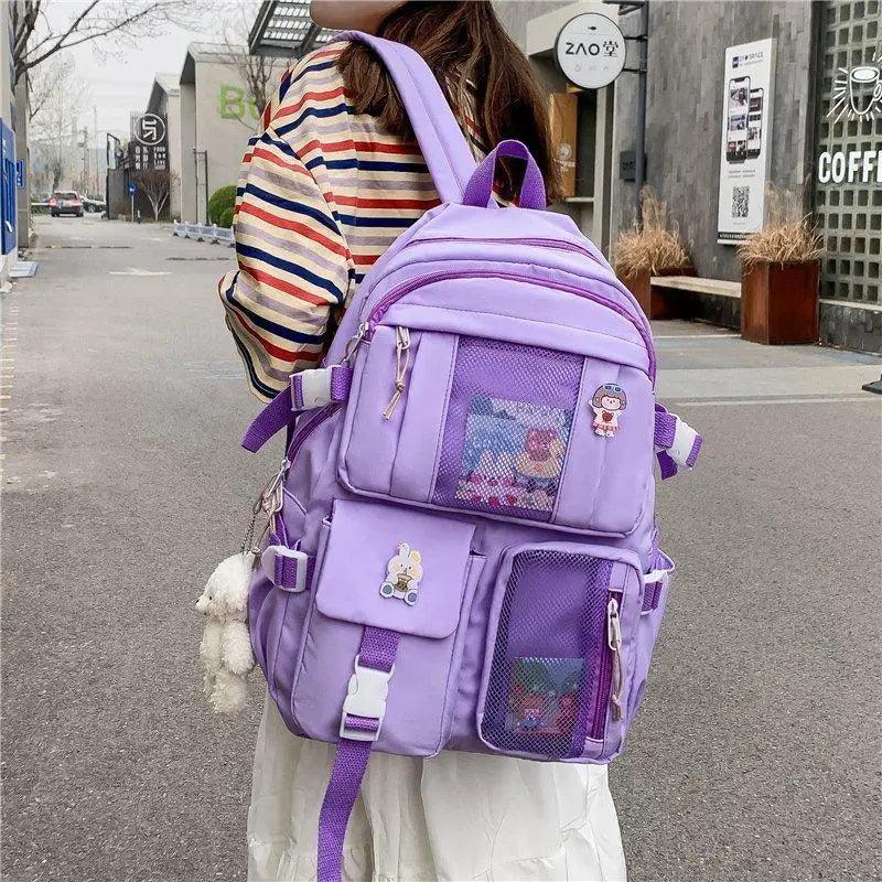 Stevvex lavender large-capacity school backpack with multiple pockets and front mesh pocket on Tampa Home & Garden Store