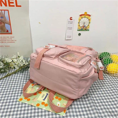 Stevvex pink large-capacity multi-pocket waterproof school backpack with mesh top pocket on Tampa Home & Garden Store