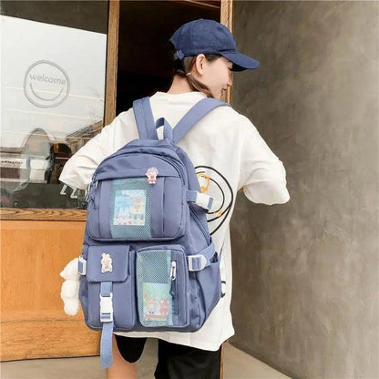 Backpack Stevvex blue waterproof multi-pocket school bag for women with mesh pockets on Tampa Home & Garden Store