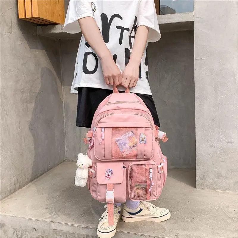 Backpack Stevvex pink waterproof multi-pocket school bag with large capacity and front pockets on Tampa Home & Garden Store