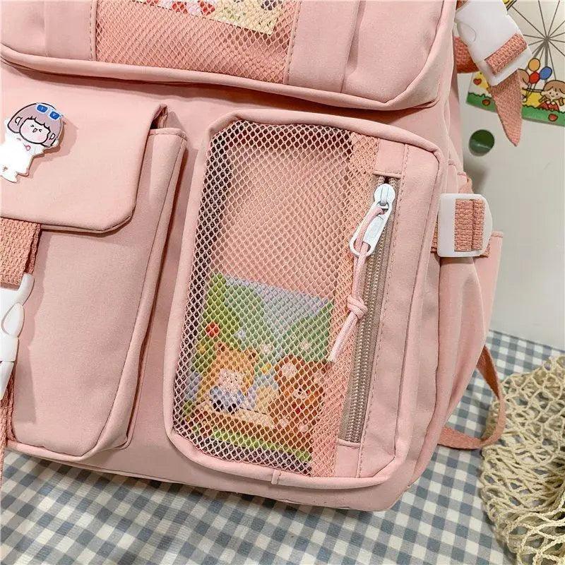 Backpack Stevvex pink multi-pocket with mesh side pocket, large capacity waterproof on Tampa Home & Garden Store