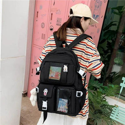 Stevvex black waterproof large-capacity school backpack ALU92981RST with multiple pockets on Tampa Home & Garden Store