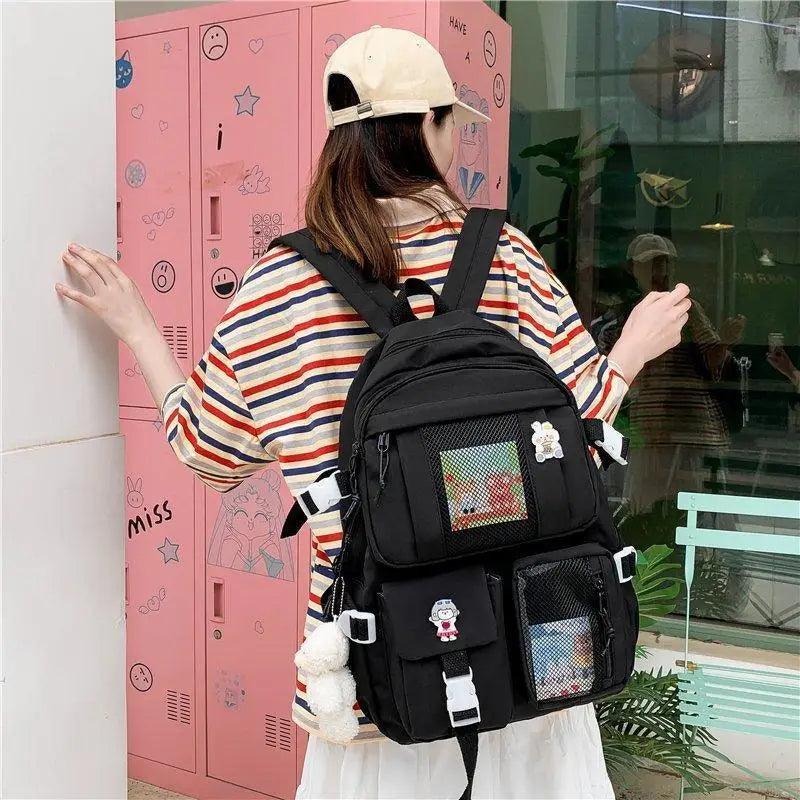 Stevvex ALU92981RST waterproof black large multi-pocket school backpack for women on Tampa Home & Garden Store