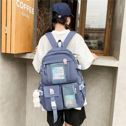 Backpack blue multi-pocket school bag by Stevvex with large capacity and mesh front pocket on Tampa Home & Garden Store