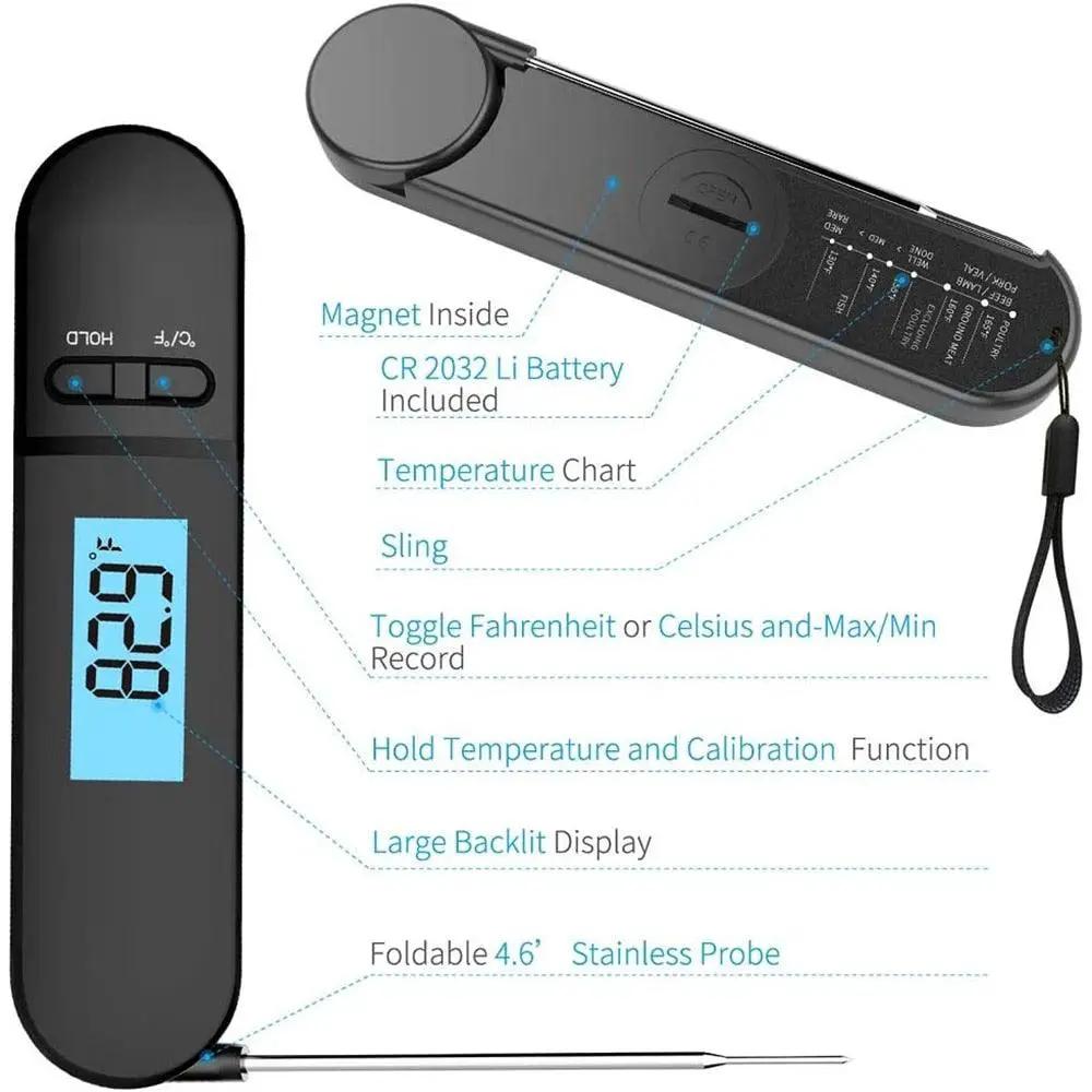 Digital Meat Thermometer Waterproof Instant Read