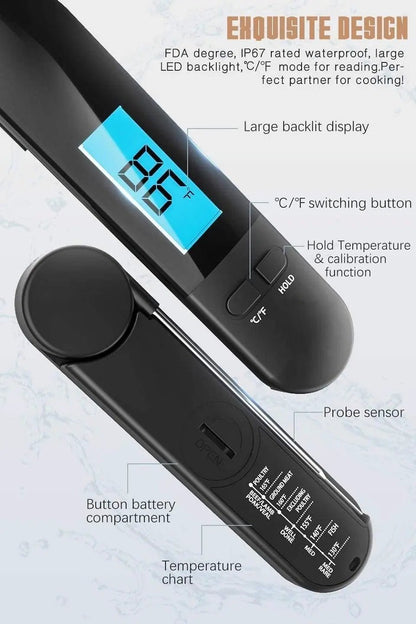Digital Meat Thermometer Waterproof Instant Read