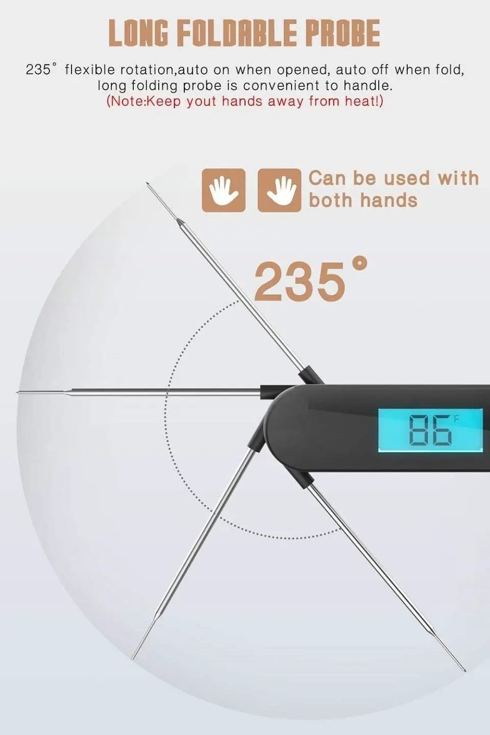 Digital Meat Thermometer Waterproof Instant Read