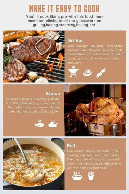 Digital Meat Thermometer Waterproof Instant Read