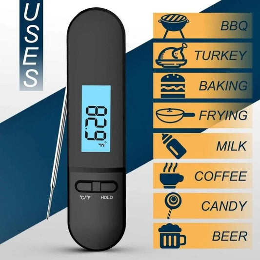 Stevvex digital thermometer with blue display shows BBQ, Turkey, Baking, Frying modes waterproof on Tampa Home & Garden Store
