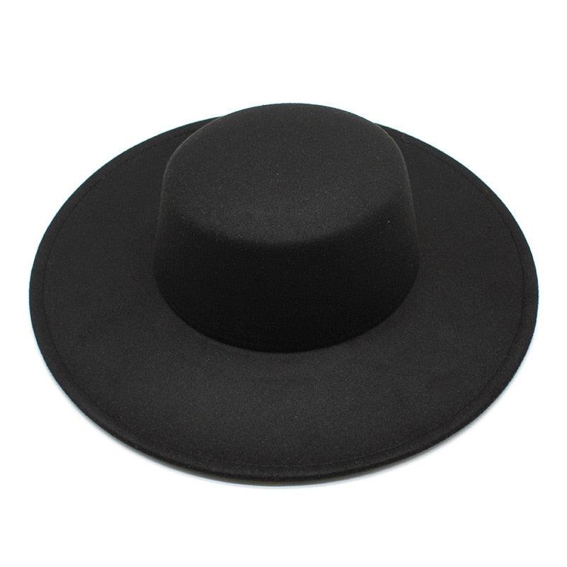 Women's black cotton fedora hat by Stevvex with wide brim on Tampa Home & Garden Store