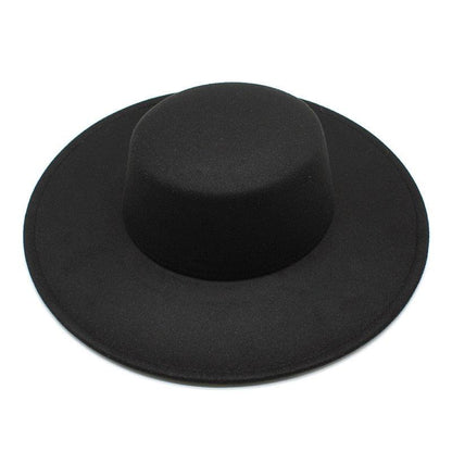 Women's black cotton fedora hat by Stevvex with wide brim on Tampa Home & Garden Store