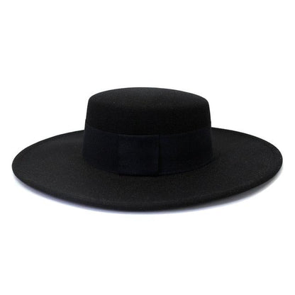 Women's black cotton fedora hat with wide brim and black ribbon band Stevvex ST13FD211FRY on Tampa Home & Garden Store