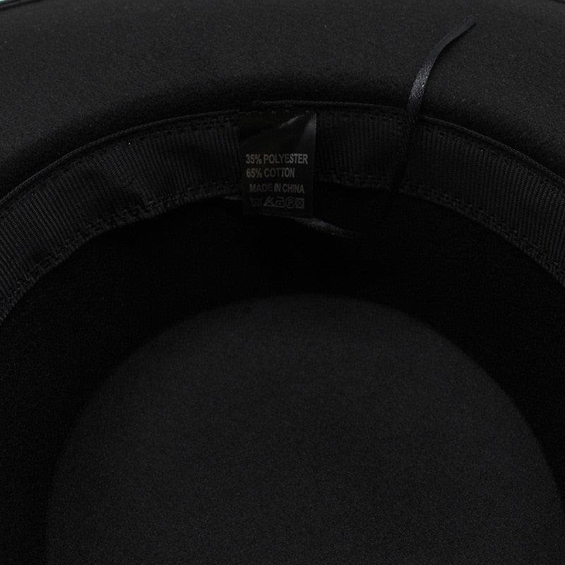 Women's black cotton fedora hat Stevvex with interior cotton-blend tag visible on Tampa Home & Garden Store