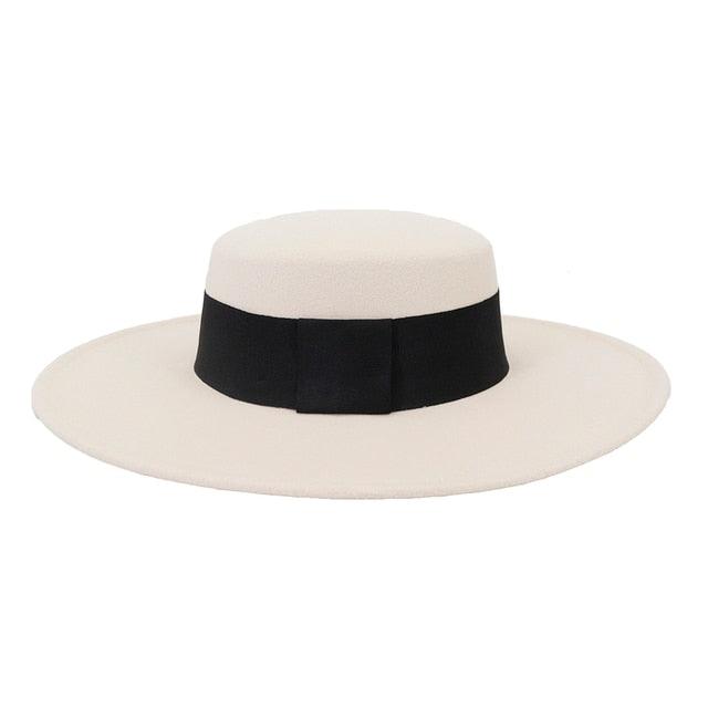 Women's luxurious cotton fedora hat in cream with a black ribbon band, Stevvex on Tampa Home & Garden Store
