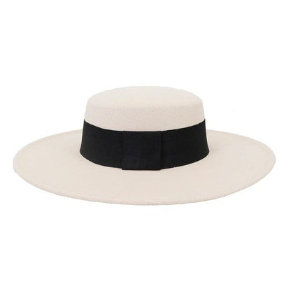 Women's luxurious cotton fedora hat in cream with a black ribbon band, Stevvex on Tampa Home & Garden Store