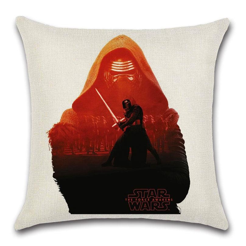 Star Wars throw pillow cover with red hooded figure and lightsaber on Tampa Home & Garden Store