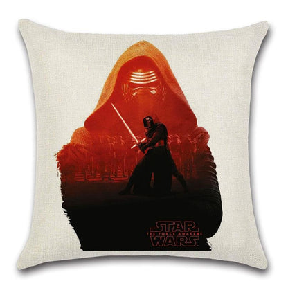 Star Wars throw pillow cover with red hooded figure and lightsaber on Tampa Home & Garden Store