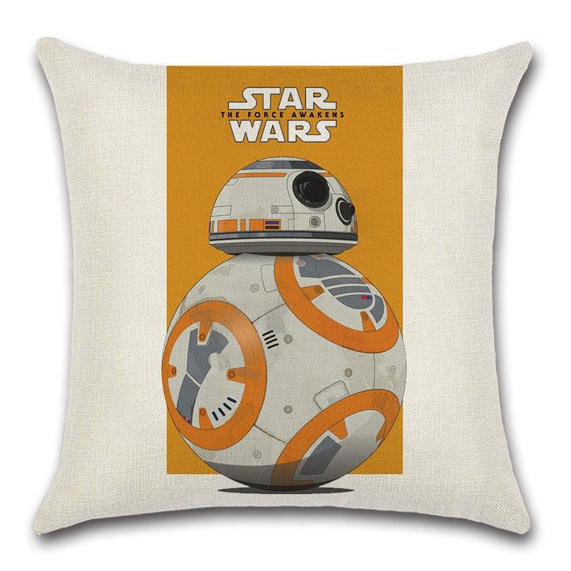 Stevvex Star Wars BB-8 throw pillow cover with orange panel, robot pattern cushion for couch on Tampa Home & Garden Store