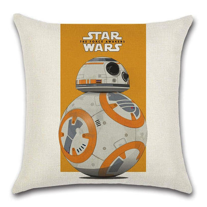 Stevvex Star Wars BB-8 throw pillow cover with orange panel, robot pattern cushion for couch on Tampa Home & Garden Store