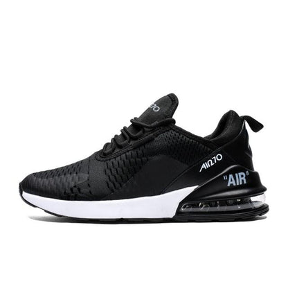 Stevvex unisex air cushion running shoes black with white sole and heel air unit on Tampa Home & Garden Store