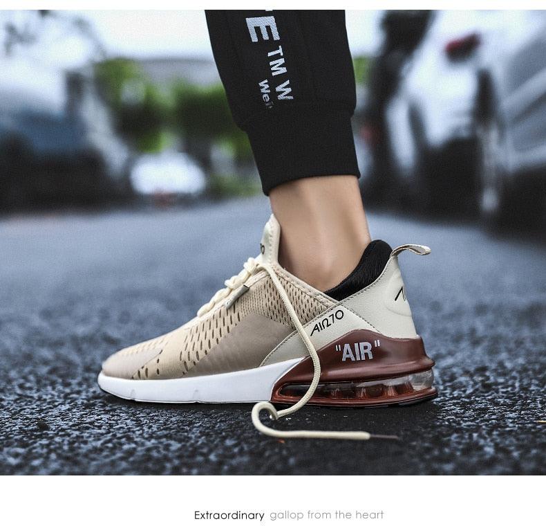 Air cushion running shoe Stevvex beige upper breathable athletic sneaker on Tampa Home & Garden Store