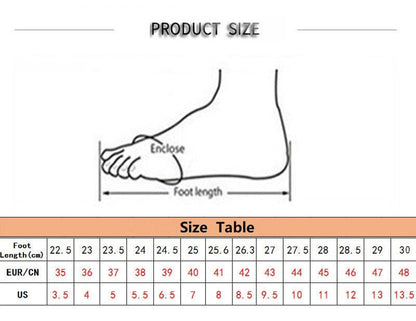 Unisex Stevvex athletic shoes size chart with foot length diagram and EUR/US size table on Tampa Home & Garden Store