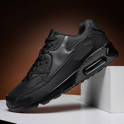 Stevvex Unisex Air Cushion Sneakers black lace-up casual athletic shoes on Tampa Home & Garden Store