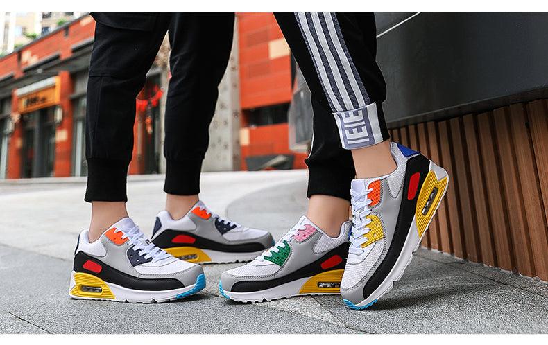 Unisex Air Cushion Sneakers Stevvex color-block running shoes with accents, 3 colorways on Tampa Home & Garden Store